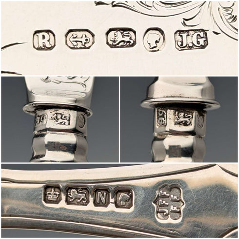1836年 英国アンティーク 総純銀製 フィッシュカトラリー 3ペア 計319g Charles Needham