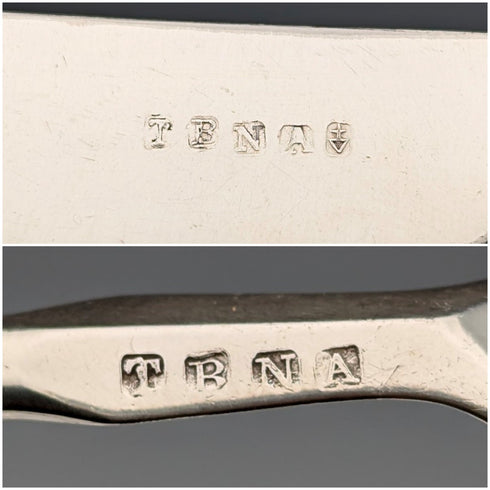 1860年頃 英国アンティーク 彫刻白蝶貝ハンドル デザートカトラリー6ペア TBNA トレー入