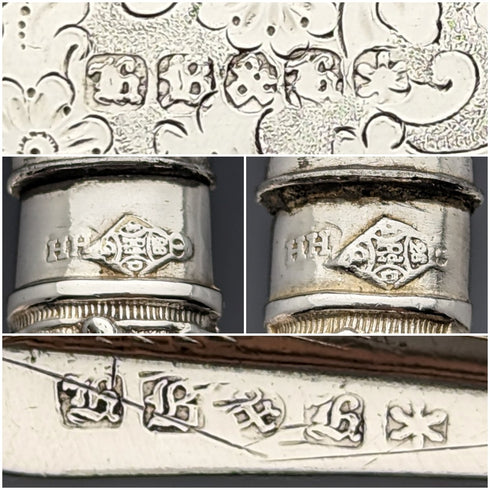 1878 年左右英國古董鍍銀餐具一套 11 刀和 12 叉,裝在木盒中 William Gallimore