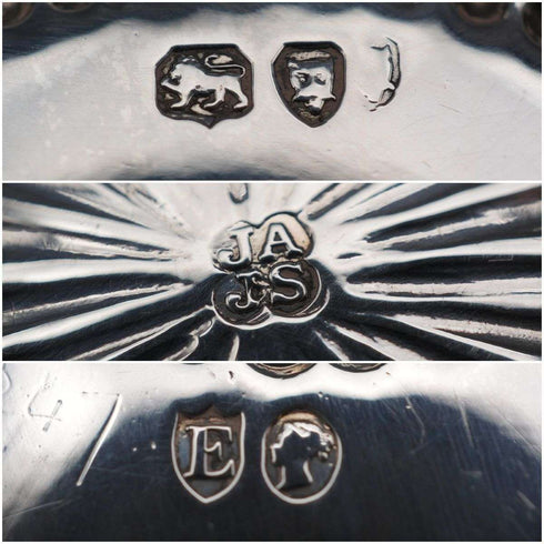 1880年 英国アンティーク 純銀製 脚付きディッシュ 124g Holland Son&Slater