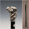 イタリアンヴィンテージ ブラックシャフト 純銀製ドッグヘッドハンドル ステッキ 杖 78cm