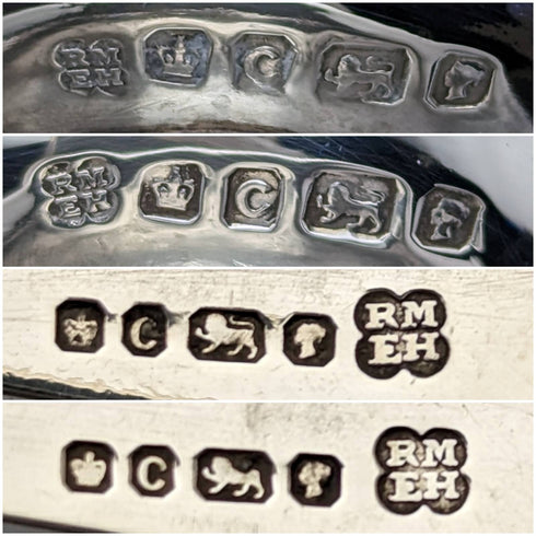 1870年 英国アンティーク 純銀 ソルトディッシュ&スプーン ペア 80g Martin and Hall