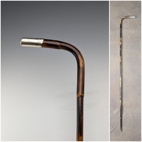 1901 年英國古董女士純銀裝飾 L 形手柄手杖 90 厘米