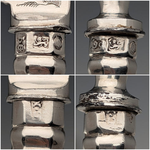 1836 年英國古董純銀柄甜點餐具,2 對,查爾斯·尼德漢姆