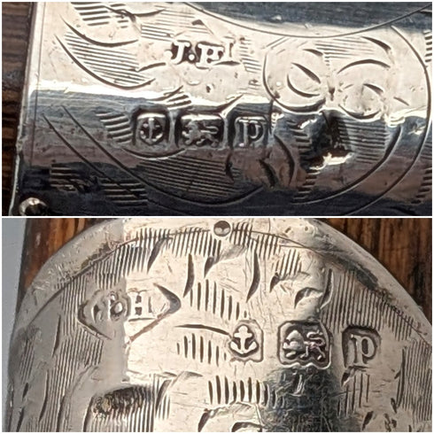 1914 年英國古董棕色桿、彎曲手柄、純銀裝飾手杖,85 厘米,J Howell & Co.