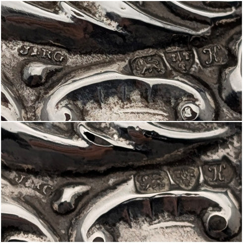 1910 年英國古董純銀裝飾手柄髮刷一對 J&R Griffin