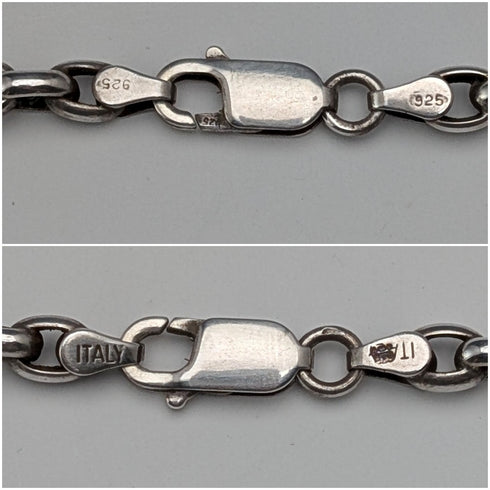 ヴィンテージ 純銀透かしペンダント& 極太純銀アズキチェーンネックレス 計28g POM