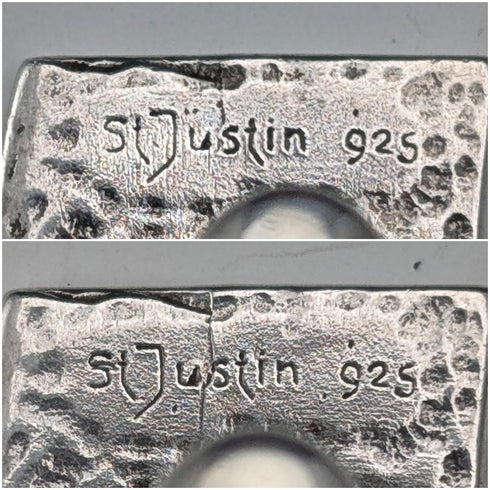 British Vintage Sterling Silver Flag Design Cufflinks - St. Justin
