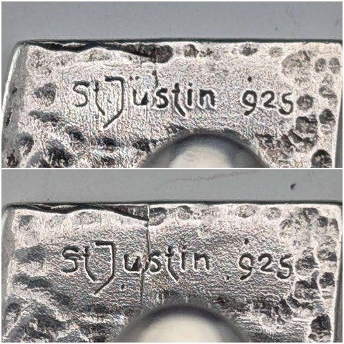 英国ヴィンテージ 純銀製 フラッグデザイン カフリンクス カフスボタン St.Justin