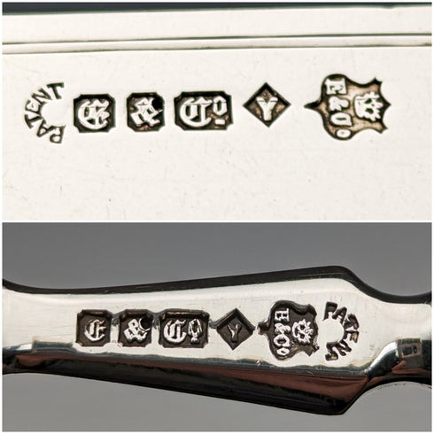 1861年 英国アンティーク シルバープレート製 カトラリー 6ペアセット Elkington 木箱入り