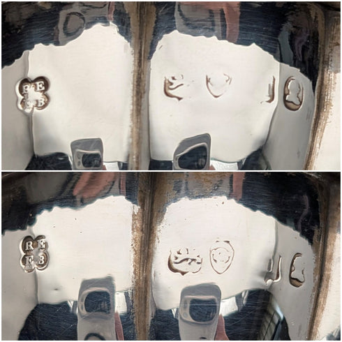 1820s British antique sterling silver salt dish pair, total weight 230g, Barnard family