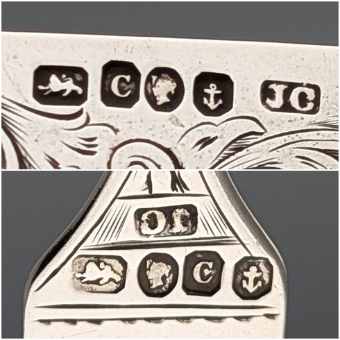 1851年頃 英国アンティーク 総純銀製 クリスニングカトラリー 計34g James Collins