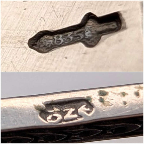 Dutch Vintage Musician Engraved 835 Sterling Silver Spoons (12 pieces, 181g total) in a Case