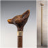 Vintage brown shaft resin fox head handle walking stick, 90cm