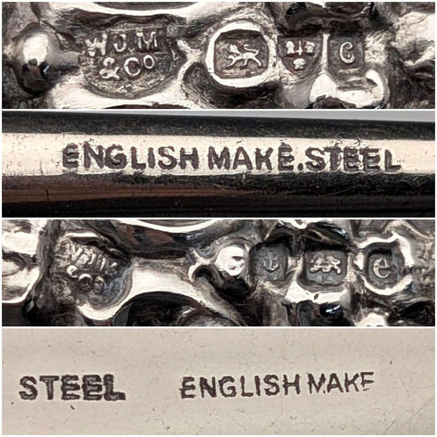 1903年 英国アンティーク 純銀ハンドル シューホーン ボタンフック W J Myatt & Co