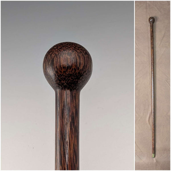 Antique brown and black shaft rondelle handle walking stick 83cm