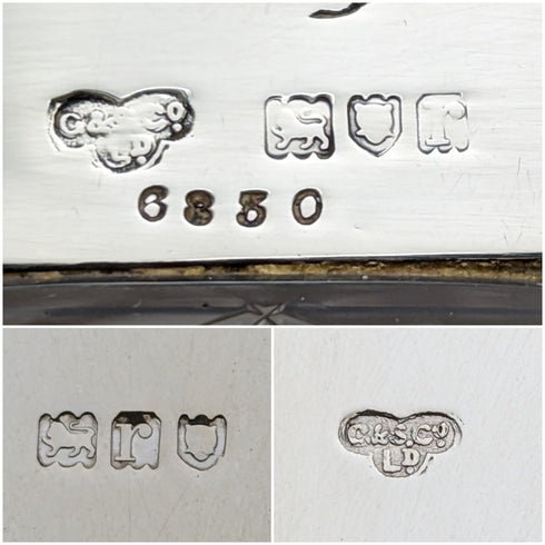 1912 British Antique Cut Glass Biscuit Barrel Sterling Silver Lid Goldsmiths & Silversmiths