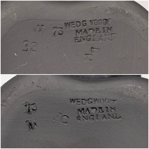 Vintage British Wedgwood Black Jasper Bean-Shaped Box Pair