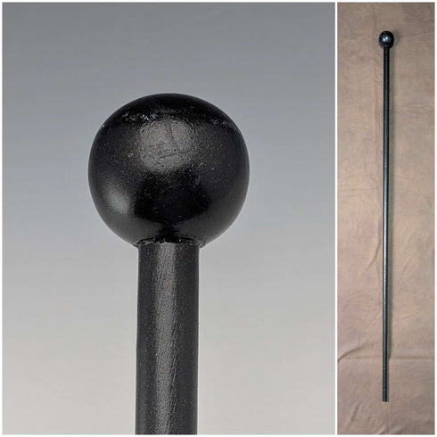 British vintage black shaft round handle walking stick 92cm