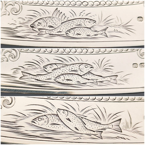 19世紀後半 英国アンティーク 総純銀製 フィッシュカトラリー 3ペア John Gilbert