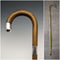 1922 British Antique Gentleman's Walking Stick, Brown Handle, Pure Silver Decoration, Curved Handle, 92cm
