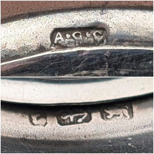 1880年 英国アンティーク 純銀製 細密彫刻 オーバル型ブローチ Alfred George Griffiths