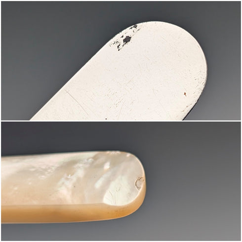 1860年頃 英国アンティーク 白蝶貝ハンドル デザートカトラリー6ペア トレー入