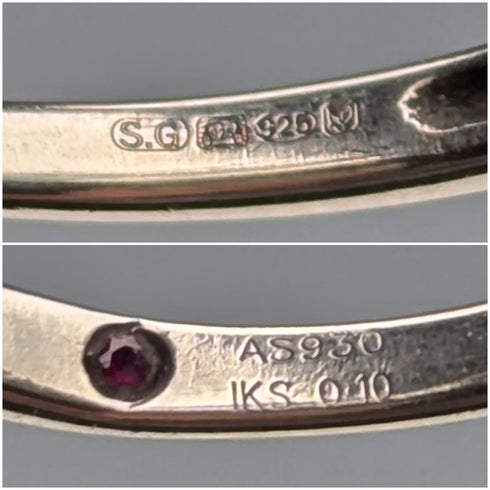 英国ヴィンテージ ジュエリー ジルコニア 純銀リング (9号)指輪