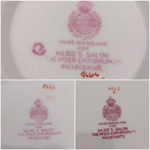 1920年代英國明頓茶杯三件粉紅雞蛇獸,為邁耶商場訂製①