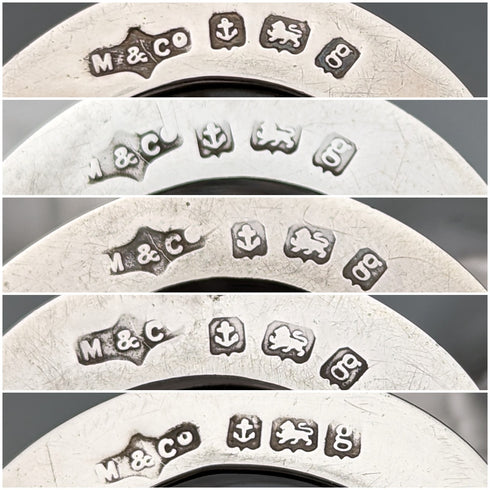 1906 年英國古董純銀酒杯利口酒玻璃杯套裝 5 件馬克和科恩盒