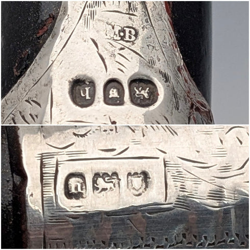 1903年英國古董黑軸彎柄純銀裝飾手杖92厘米