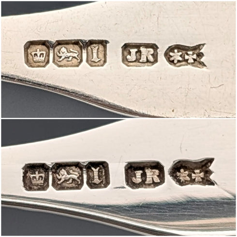 1912年 英国アンティーク 純銀製ティースプーン6本&シュガートングセット 計108g ケース入 Joseph Rodgers&Sons