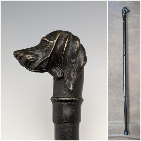 英國復古男式手杖黃銅狗頭手柄 88 厘米