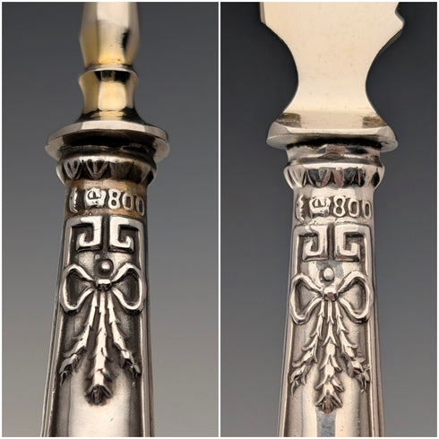 德國古董 800 銀柄甜點餐具 12 對(盒裝)