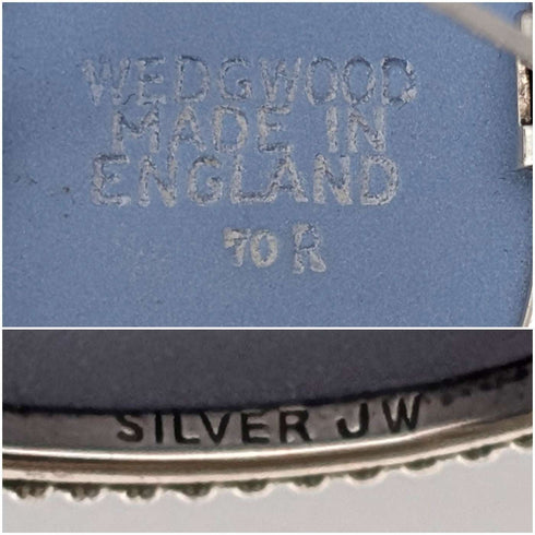 1970年 英国ヴィンテージ ウェッジウッド 純銀&ジャスパーウェア オーバルブローチ ケース入