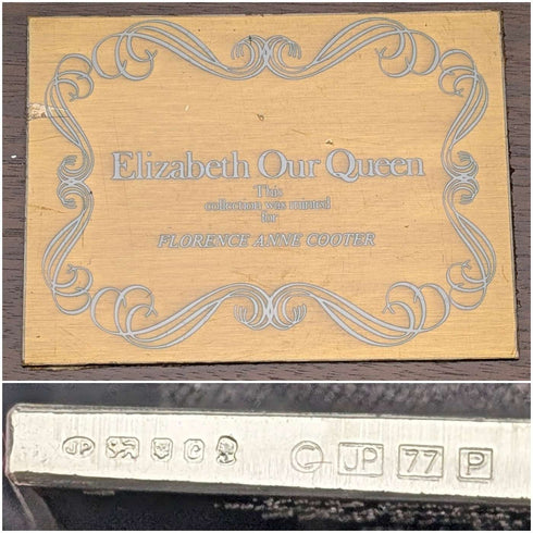 1977 British sterling silver jubilee ingot set of 25, 641g total, in wooden box, John Pinches