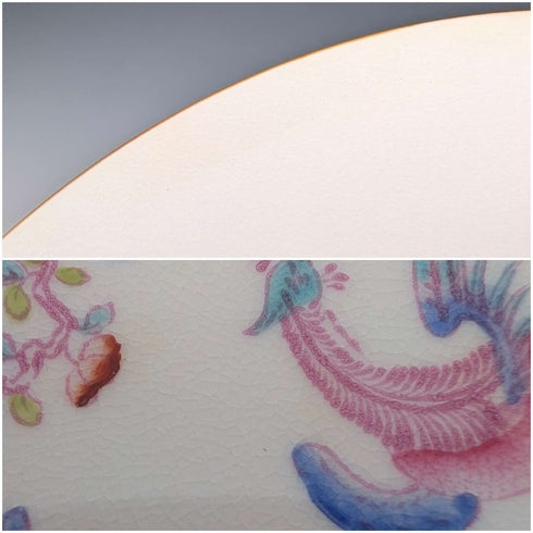 1920s British Minton Teacup Trio Pink Cockatrice, Custom Order for Meyer Emporium ②