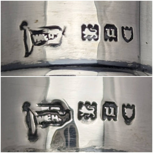 1915 年英國古董純銀蓋玻璃瓶一對 Walker 和 Hall