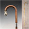 1906 British antique brown shaft, curved handle, pure silver decoration, walking stick, 80cm