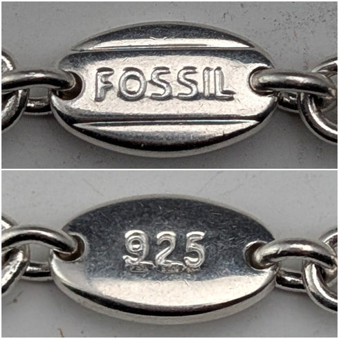 復古純銀花式鏈條項鍊,42厘米,23克,FOSSIL