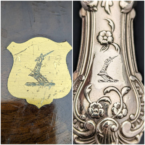 1877年 英国アンティーク 純銀製 カトラリー12ペア 計1475g Francis Higgins 木箱入り