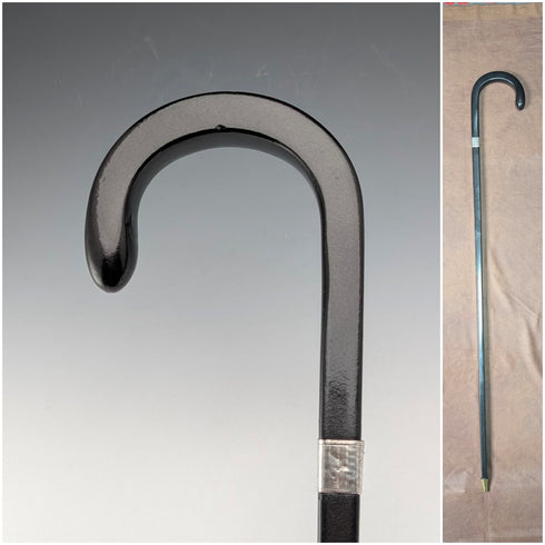 1934 年英國古董方形桿,彎曲手柄,純銀裝飾手杖,85 厘米,J Howell & Co.