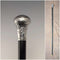 1916 English Antique Black Shaft Sterling Silver Rondel Handle Walking Stick 90cm