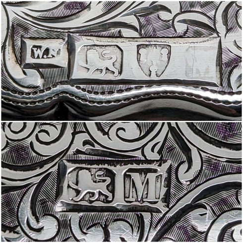 1895 British Antique Sterling Silver Double Door Card Case 91g William Neale