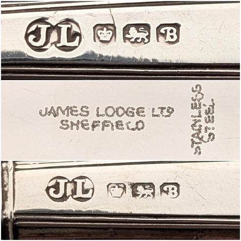 1969年 英国ヴィンテージ 純銀ハンドル ティーカトラリー 6ペア John Lodge ケース入