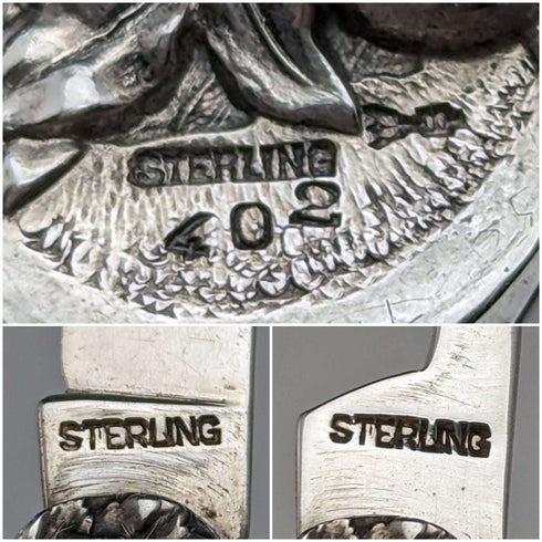 Early 20th Century American Antique Sterling Silver Fruit Knife & Pick Relief Engraving