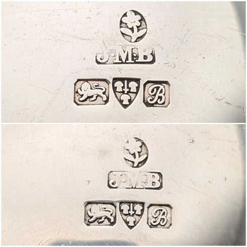 1902 British antique sterling silver spoon pair 110g John Millward Banks