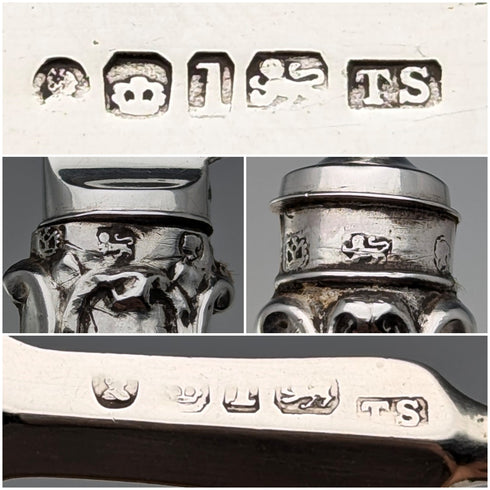 1833年 英国アンティーク 純銀製 デザートカトラリーペア 計74g Thomas Sansom