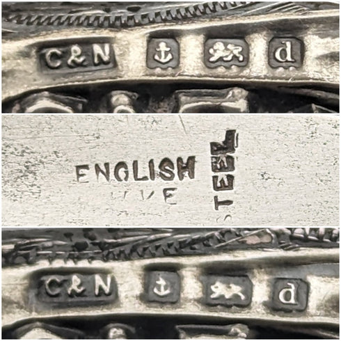 1903 British Antique Sterling Silver Handle Shoehorn Button Hook x2 Set Crisford & Norris