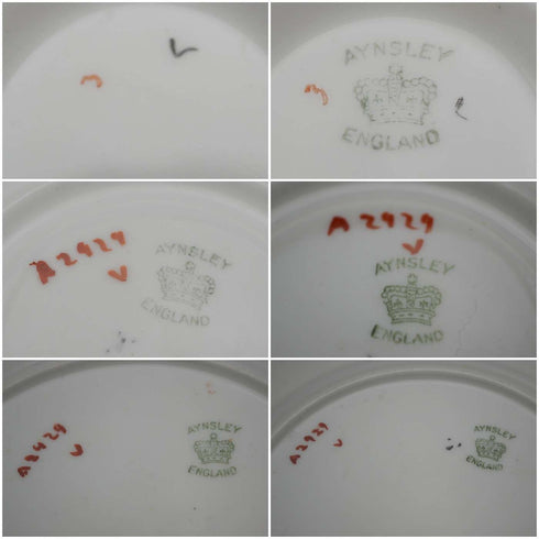 英國復古 Aynsley 「黑色條紋與玫瑰」茶杯三件組 對杯